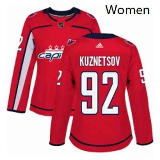Womens Adidas Washington Capitals 92 Evgeny Kuznetsov Premier Red Home NHL Jersey